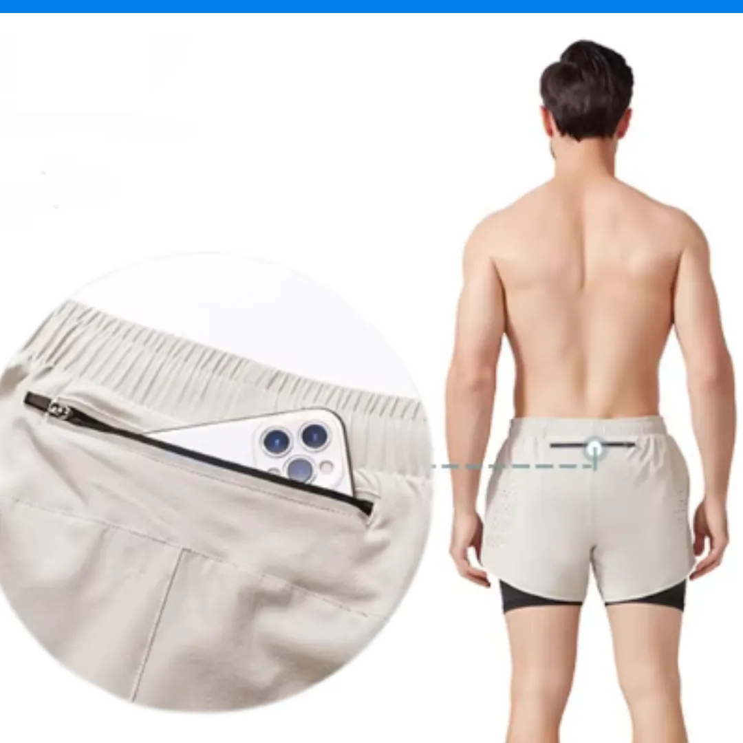 Shorts Masculino 2 em 1 MaxRun Fort Secagem Rápida e Camada Dupla