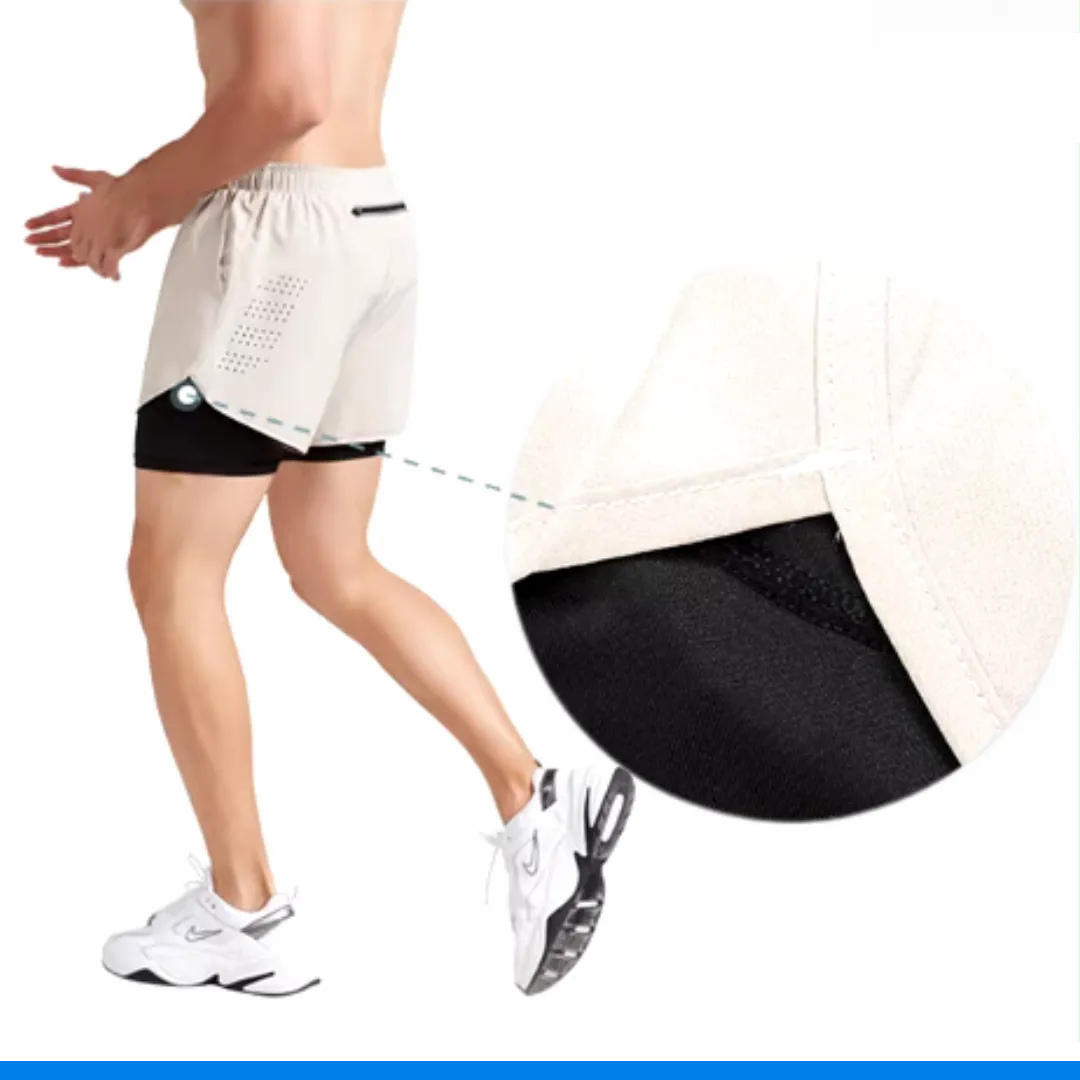 Shorts Masculino 2 em 1 MaxRun Fort Secagem Rápida e Camada Dupla