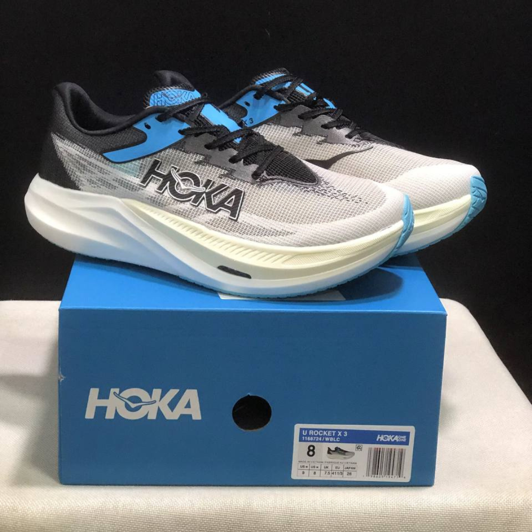 Hoka Rocket X 3 Unissex - Preto/Cinza/azul