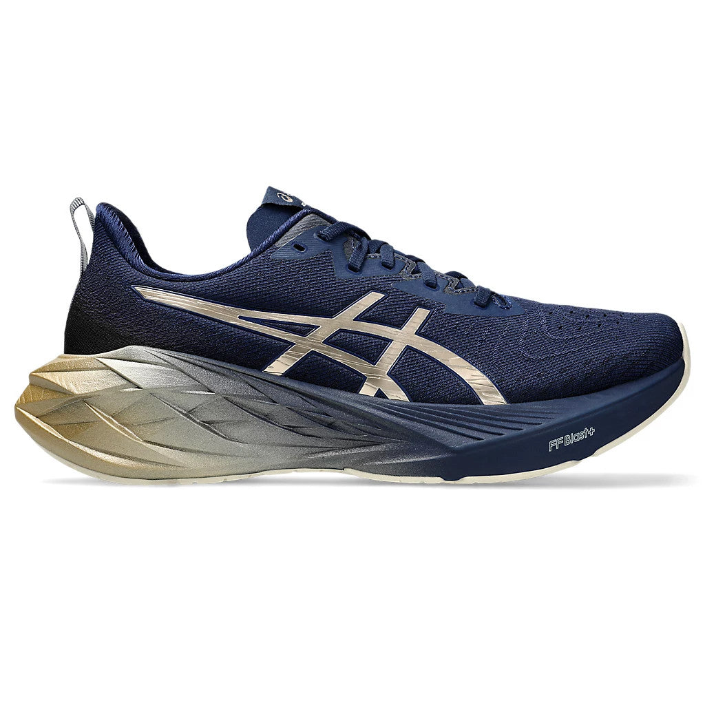 Asics Novablast™ 4 Platinum Azul Marinho Dourado – ForTimer