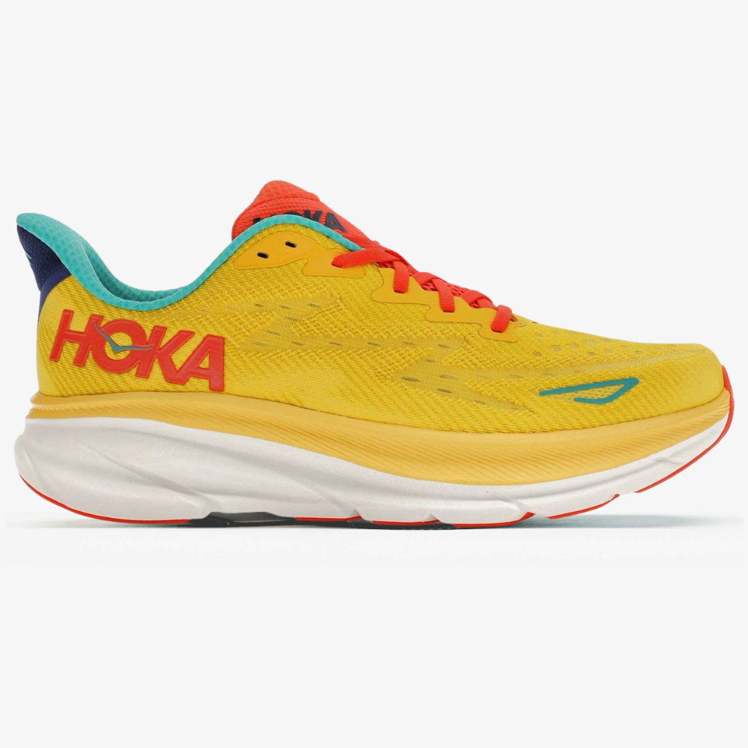 Hoka Clifton 9 – Amarelo/Vermelho