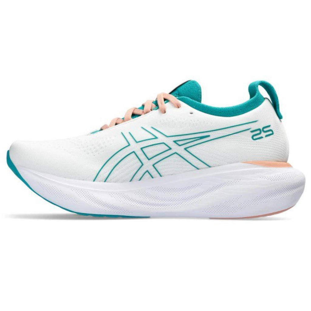 Asics Gel - Nimbus™ 25 Branco com Jade e Laranja
