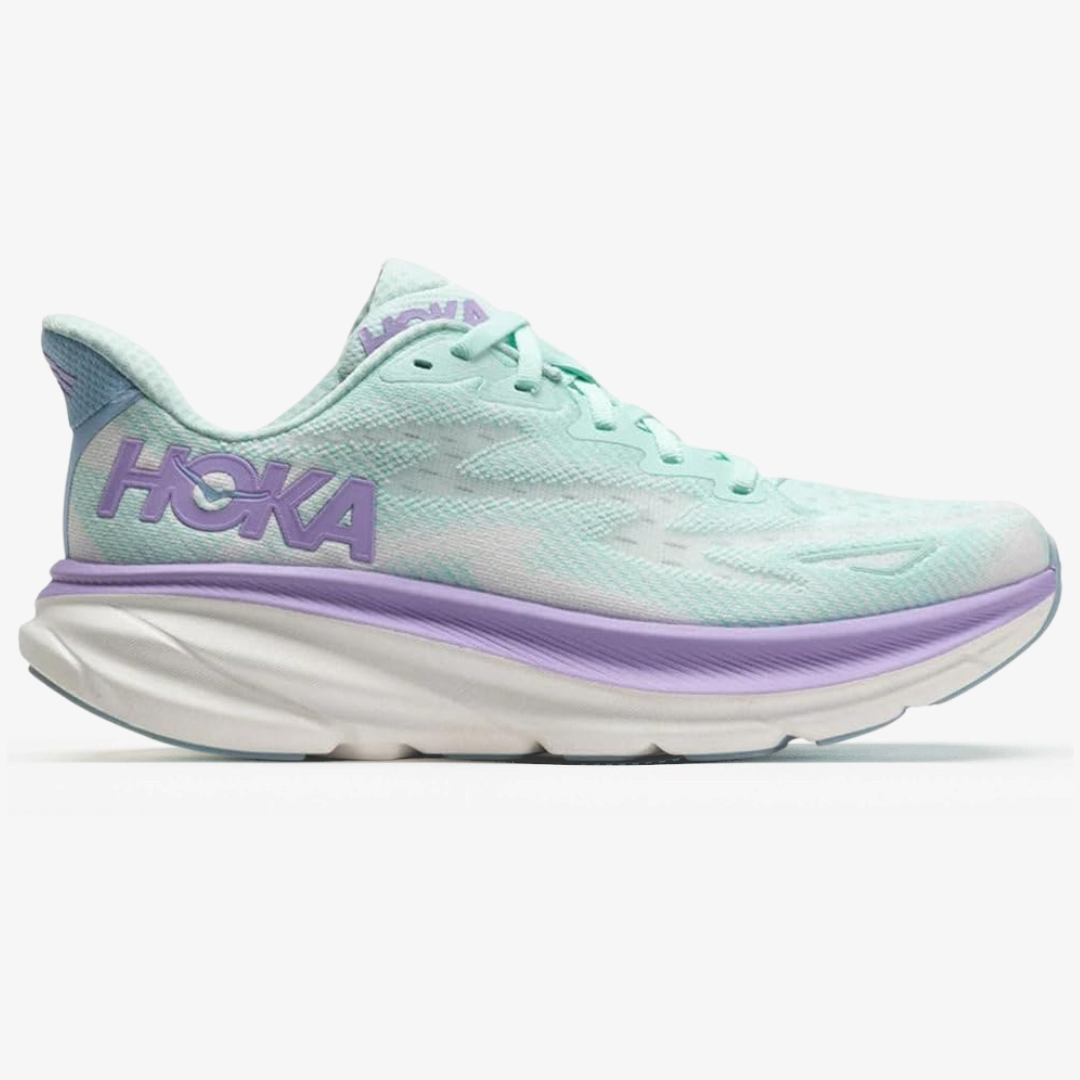 Hoka Clifton 9 – Verde Menta/Lilás