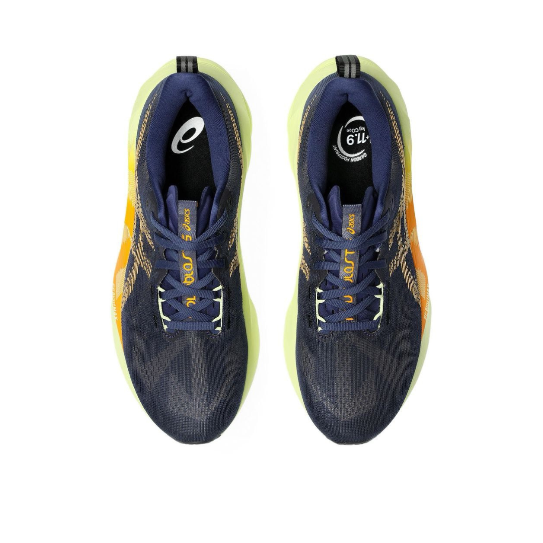 Asics Novablast 5 - Azul Marinho com Verde e Laranja