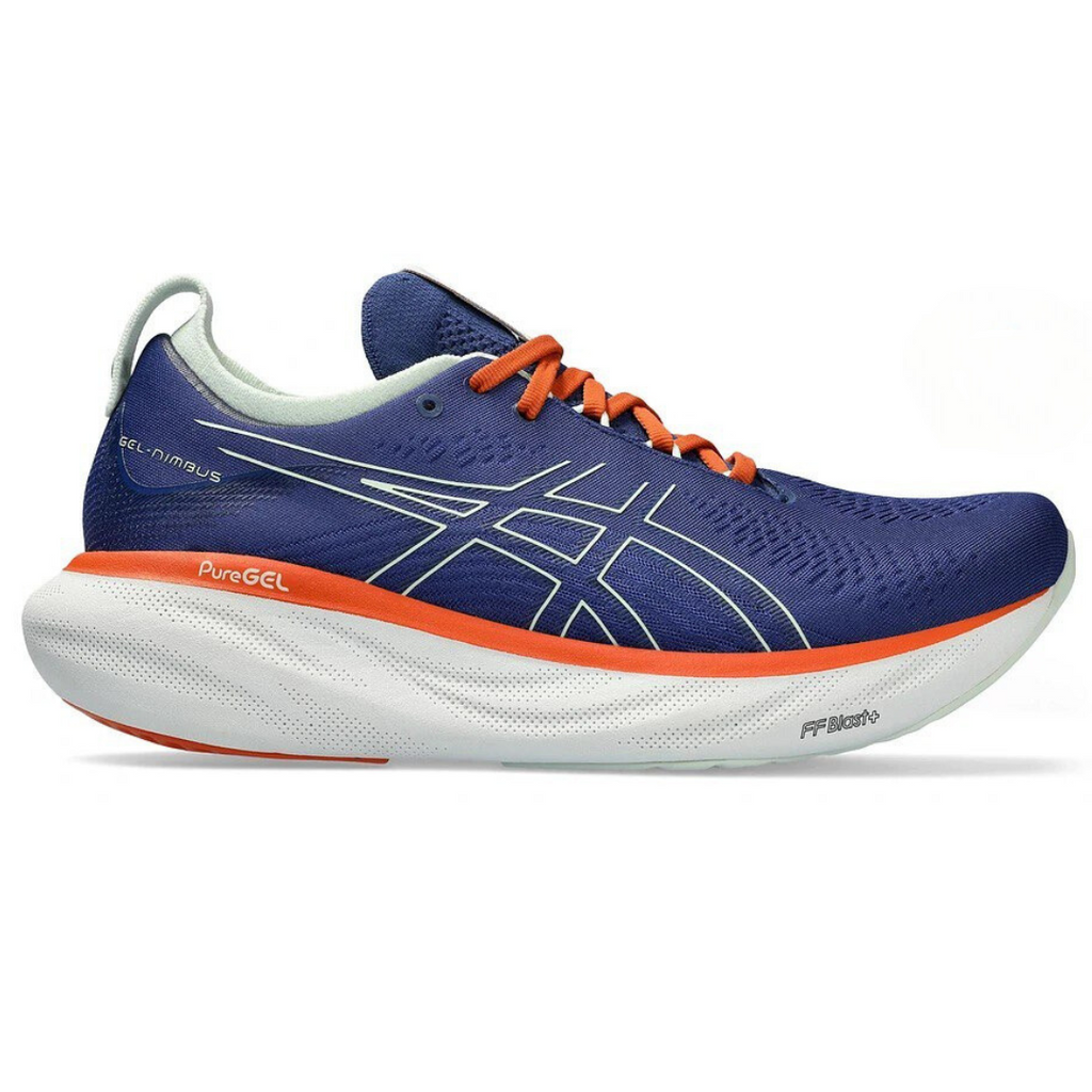 Asics Gel - Nimbus™ 25 Azul Marinho com Laranja e Branco – ForTimer