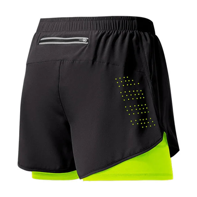 Shorts Masculino 2 em 1 MaxRun Fort Secagem Rápida e Camada Dupla