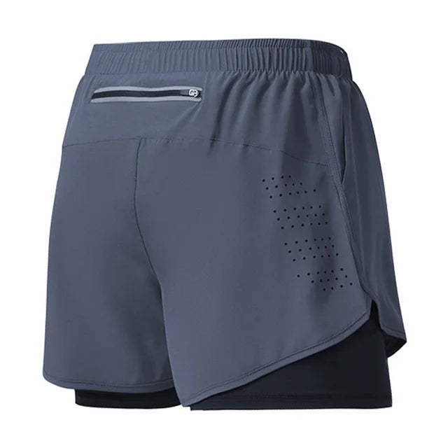 Shorts Masculino 2 em 1 MaxRun Fort Secagem Rápida e Camada Dupla