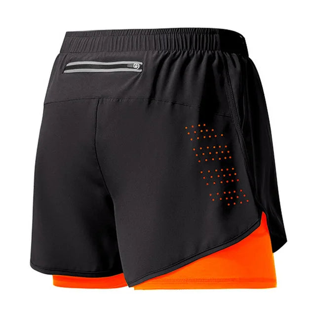 Shorts Masculino 2 em 1 MaxRun Fort Secagem Rápida e Camada Dupla