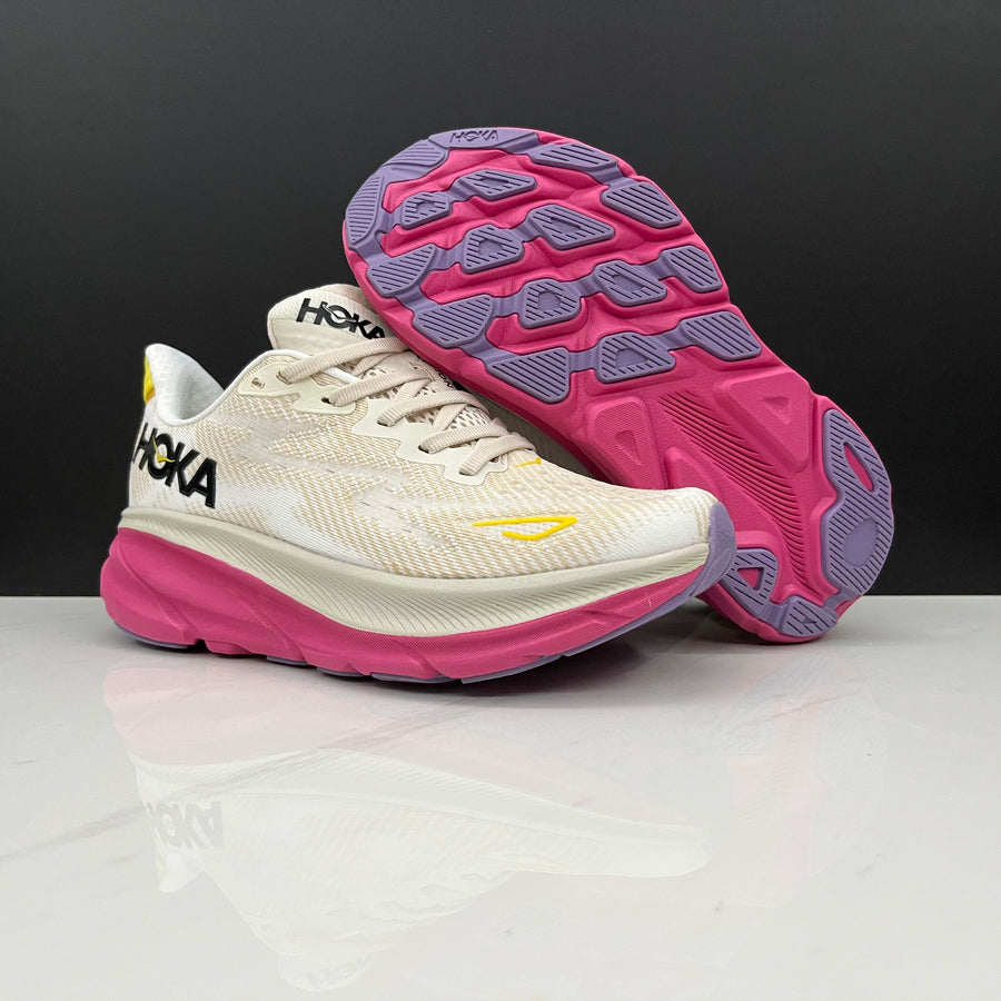 HOKA Clifton 9 Branco e Rosa – imagem 3 de 6