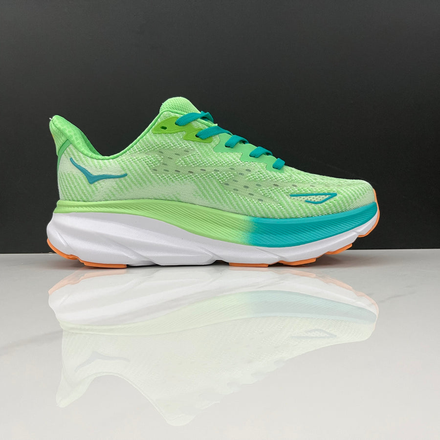 HOKA Clifton 9 Verde Limão e Laranja – imagem 2 de 5