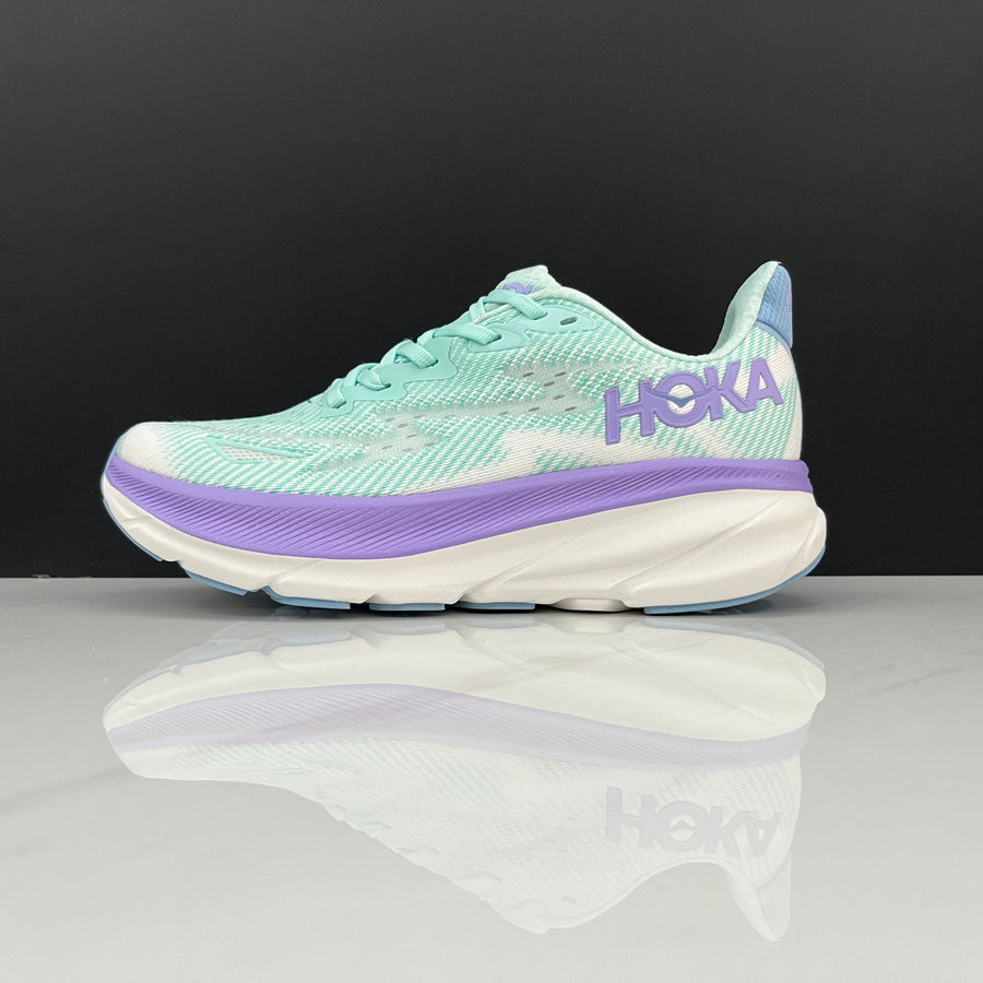 HOKA Clifton 9 Verde Menta e Lilás – imagem 1 de 5